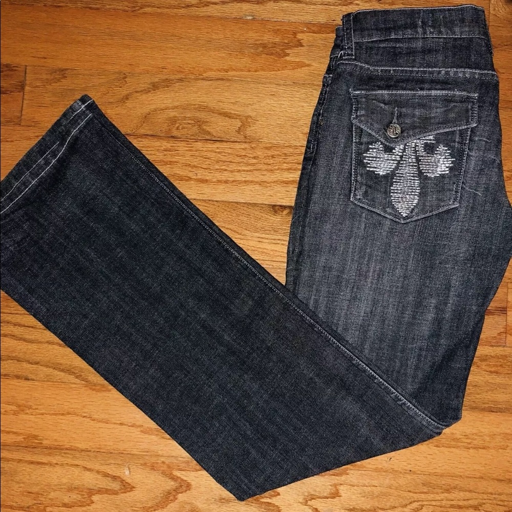See Thru Soul faded distressed black jeans Sz 28.
